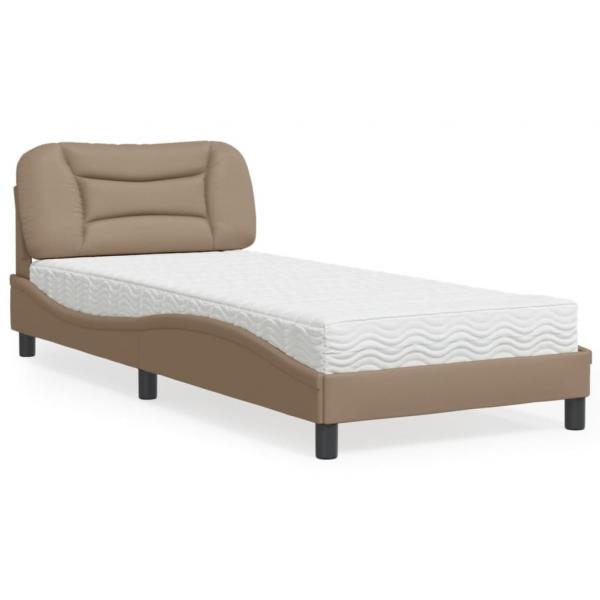 ARDEBO.de - Bett mit Matratze Cappuccino-Braun 90x200 cm Kunstleder