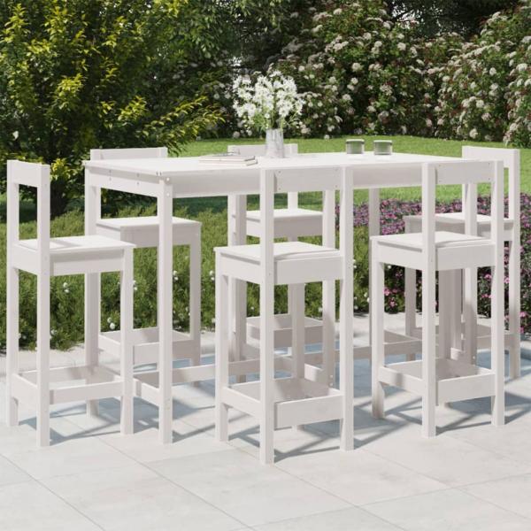 ARDEBO.de - 7-tlg. Gartenbar-Set Weiß Massivholz Kiefer