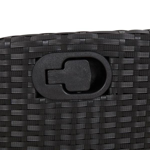 ARDEBO.de - 7-tlg. Garten-Essgruppe mit Kissen Schwarz Poly Rattan
