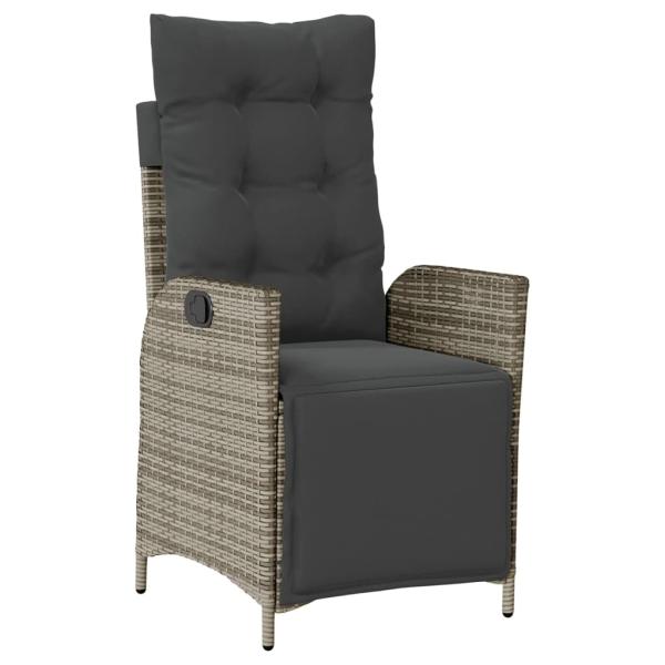 ARDEBO.de - 7-tlg. Garten-Essgruppe mit Kissen Grau Poly Rattan