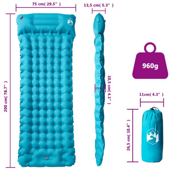 Selbstaufblasende Isomatte mit Kissen Blau