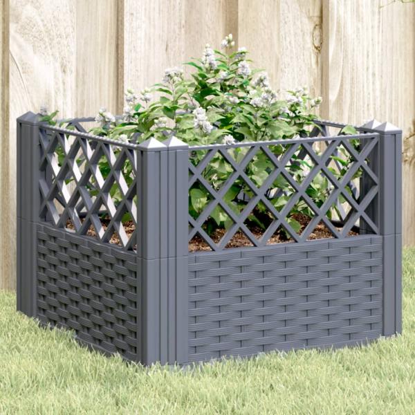 ARDEBO.de - Pflanzkasten mit Erdspießen Grau 43,5x43,5x43,5 cm PP