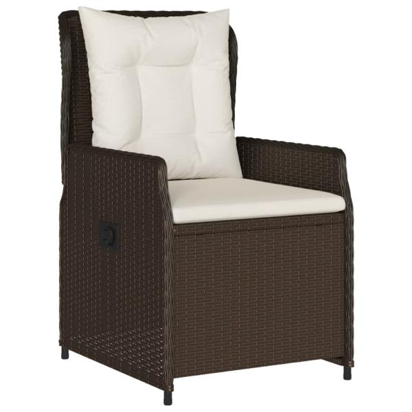 3-tlg. Garten-Essgruppe mit Kissen Braun Poly Rattan