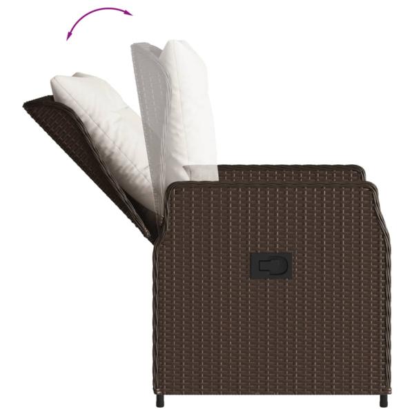 3-tlg. Garten-Essgruppe mit Kissen Braun Poly Rattan