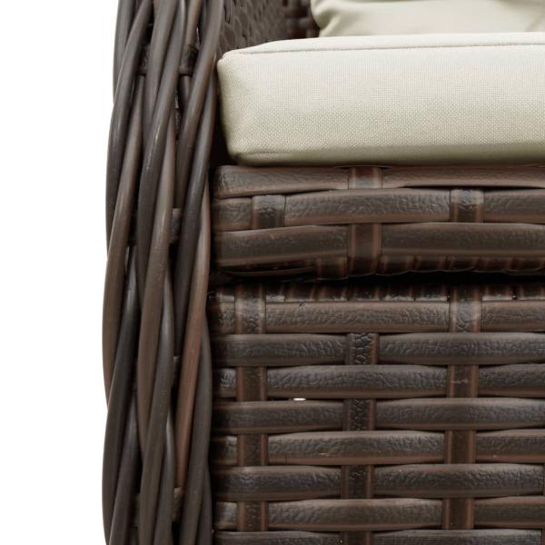 3-tlg. Garten-Essgruppe mit Kissen Braun Poly Rattan