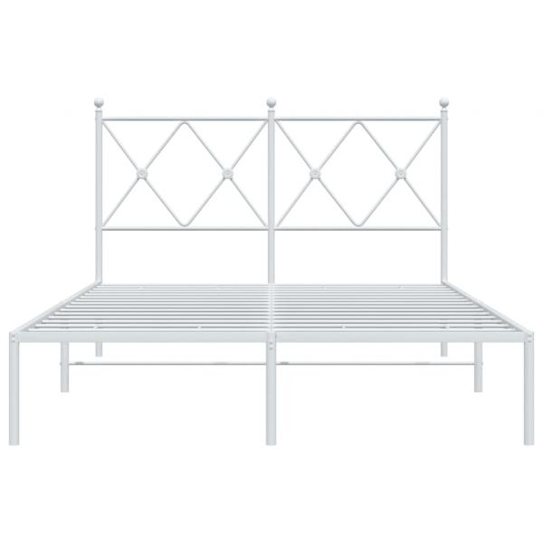 Bettgestell mit Kopfteil Metall Weiß 120x200 cm