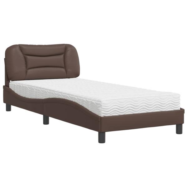 Bett mit Matratze Braun 80x200 cm Kunstleder