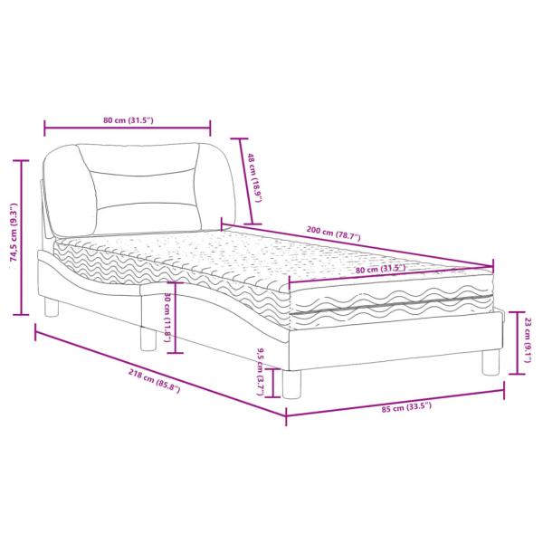 Bett mit Matratze Cappuccino-Braun 80x200 cm Kunstleder