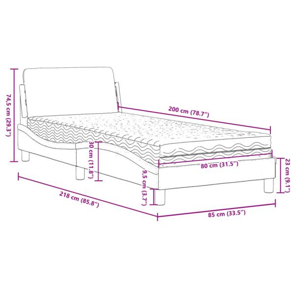 ARDEBO.de - Bett mit Matratze Blau 80x200 cm Stoff