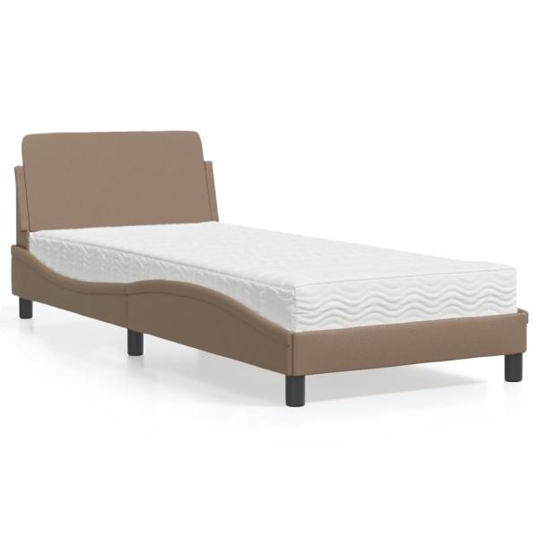ARDEBO.de - Bett mit Matratze Cappuccino-Braun 80x200 cm Kunstleder