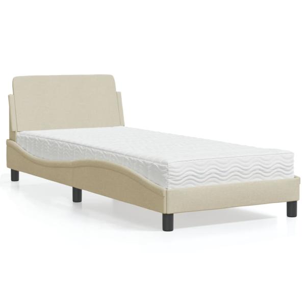 ARDEBO.de - Bett mit Matratze Creme 90x200 cm Stoff