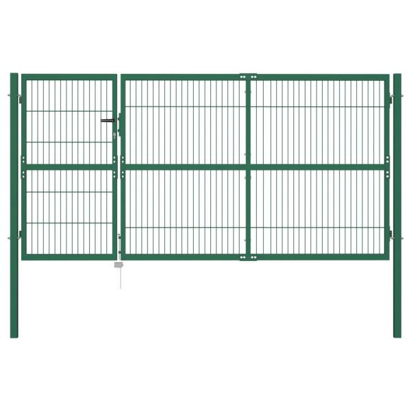 Gartentor mit Pfosten 350 x 140 cm Stahl Grün