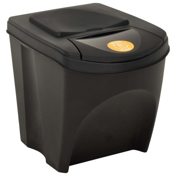 Stapelbare Mülleimer 3 Stk. Anthrazit 75 L  