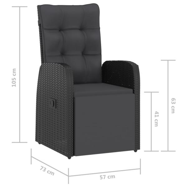 11-tlg. Garten-Essgruppe mit Kissen Poly Rattan Schwarz