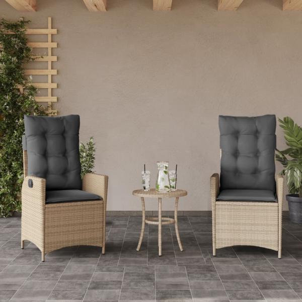 ARDEBO.de - Gartensessel Kissen 2Stk. Verstellbar Beigemischung Poly Rattan