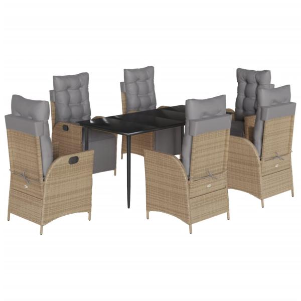 7-tlg. Garten-Essgruppe mit Kissen Beigemischung Poly Rattan