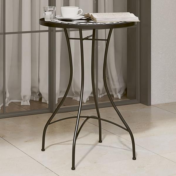 ARDEBO.de - Mosaik-Bistrotisch Schwarz und Weiß Ø50x70 cm Keramik