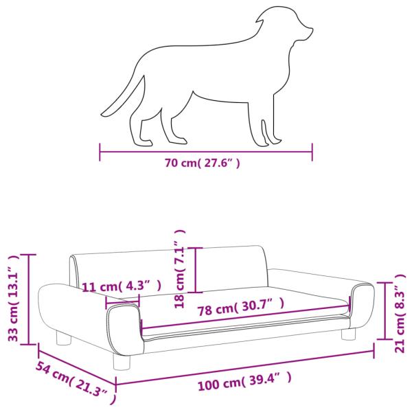 Hundebett Creme 100x54x33 cm Samt