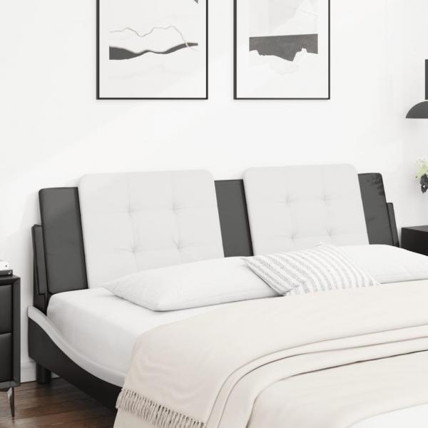 ARDEBO.de - Kopfteil-Kissen Weiß und Schwarz 180 cm Kunstleder