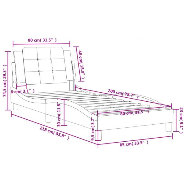 Bettgestell mit Kopfteil Cappuccino-Braun 80x200 cm Kunstleder