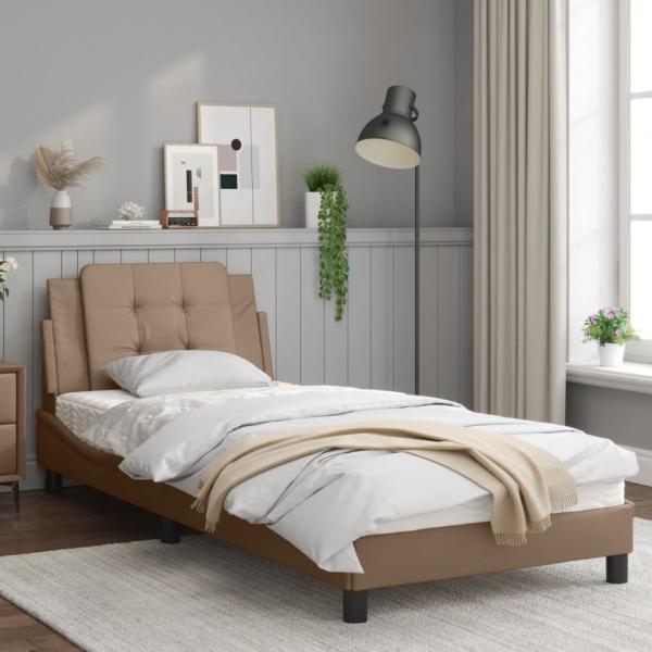 Bettgestell mit Kopfteil Cappuccino-Braun 80x200 cm Kunstleder