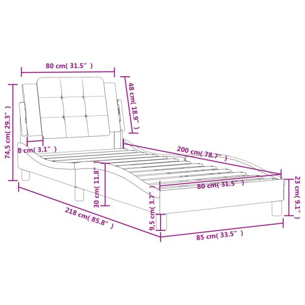 Bettgestell mit Kopfteil Braun 80x200 cm Kunstleder
