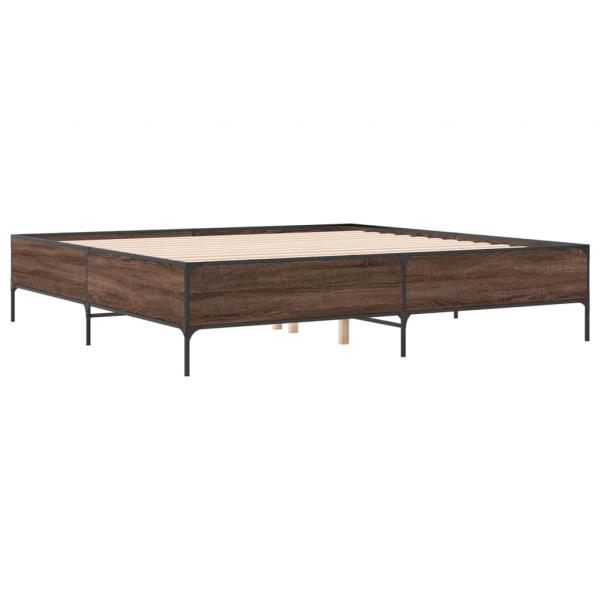 Bettgestell Braun Eichen-Optik 200x200 cm Holzwerkstoff Metall