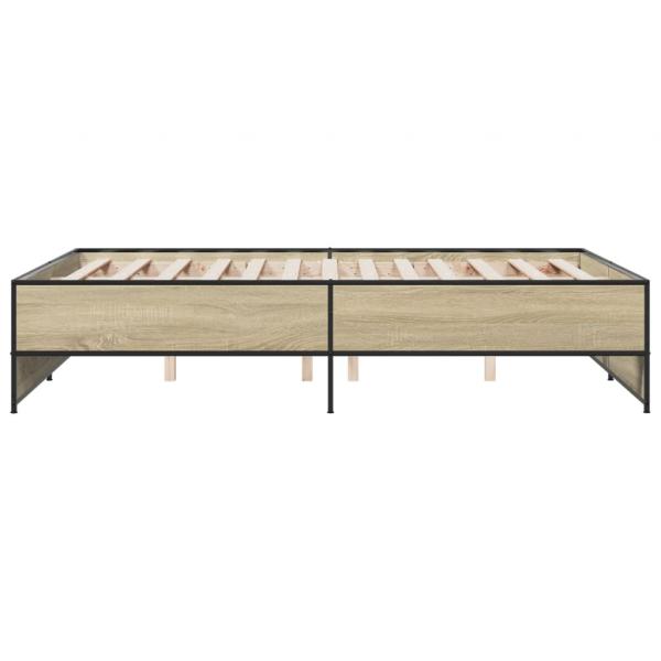 Bettgestell Sonoma-Eiche 120x200 cm Holzwerkstoff und Metall