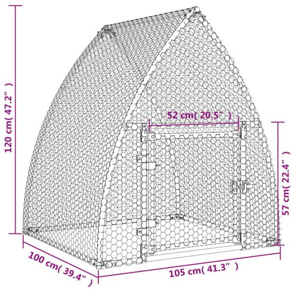 Hühnerkäfig Silbern 100x105x120 cm Verzinkter Stahl