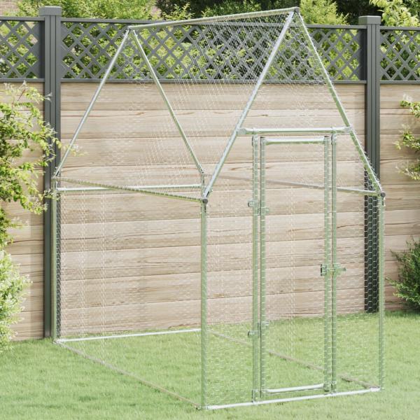 ARDEBO.de - Hühnerkäfig Silbern 200x100x190 cm Verzinkter Stahl