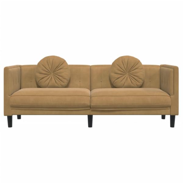 3-Sitzer Sofa mit Kissen Braun Kunstleder Wildleder-Optik