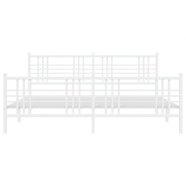 Bettgestell mit Kopf- und Fußteil Metall Weiß 200x200 cm