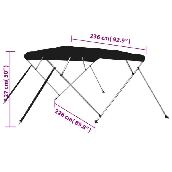 4-Bow Bimini-Top Schwarz 236x228x127 cm