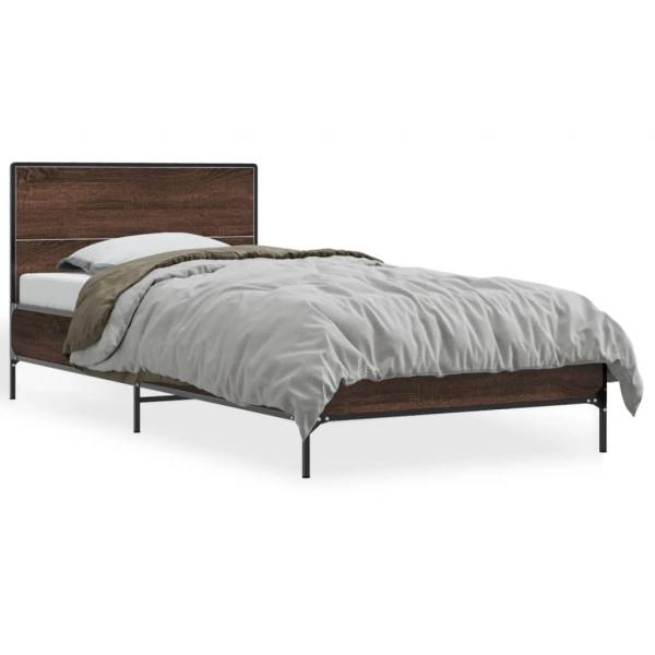 ARDEBO.de - Bettgestell Braun Eichen-Optik 75x190 cm Holzwerkstoff Metall