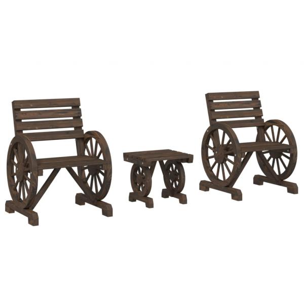 3-tlg. Garten-Lounge-Set Massivholz Tanne