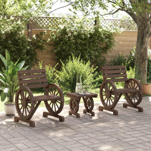 3-tlg. Garten-Lounge-Set Massivholz Tanne