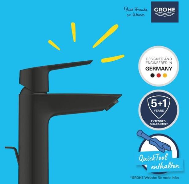 GROHE Start Einhebel Waschtischarmatur, Quickfix, M-Size, mattschwarz (234552432)