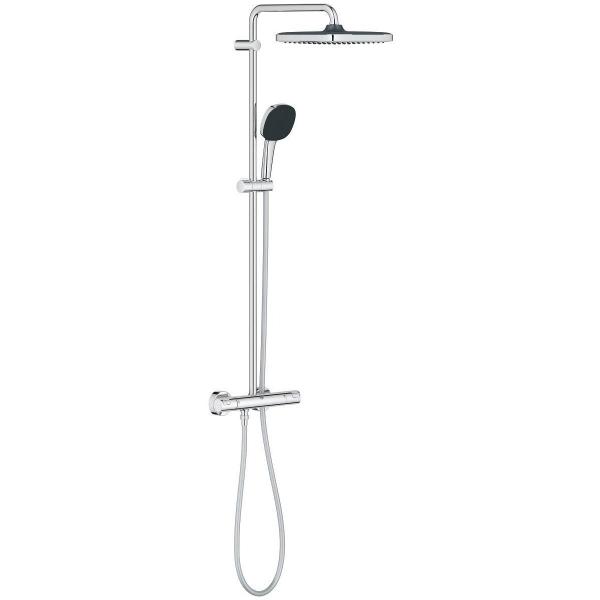 ARDEBO.de GROHE Vitalio Comfort 250 Duschsystem, Quickfix, mit Thermostatbatterie für die Wandmontage, chrom (26696001)