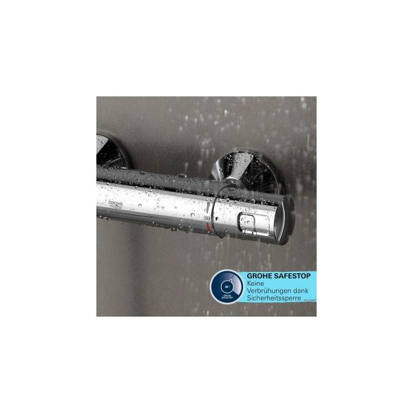 GROHE Vitalio Comfort 250 Duschsystem, Quickfix, mit Thermostatbatterie für die Wandmontage, chrom (26696001)