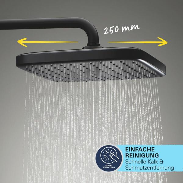 GROHE Vitalio Comfort 250 Flex Duschsystem, mit Umstellung, Wandmontage, Quickfix, mattschwarz (266982431)