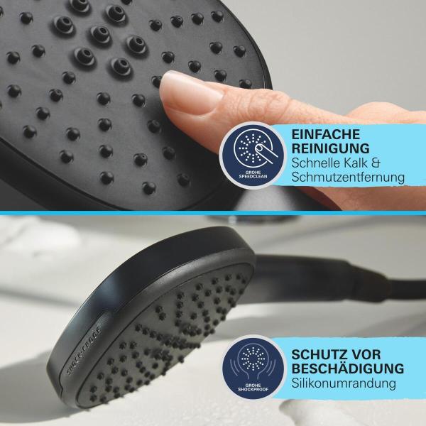 GROHE Vitalio Comfort 250 Flex Duschsystem, mit Umstellung, Wandmontage, Quickfix, mattschwarz (266982431)