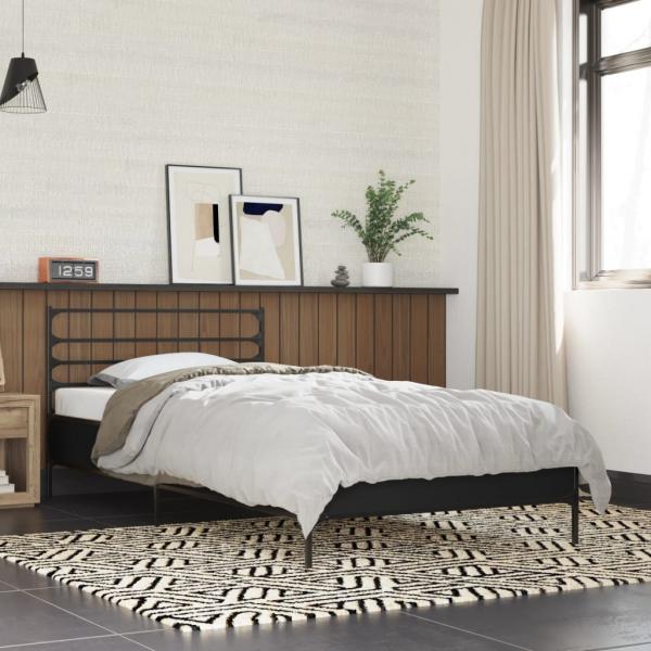 ARDEBO.de - Bettgestell Schwarz 100x200 cm Holzwerkstoff und Metall