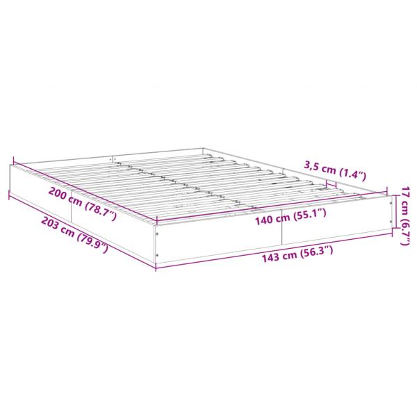 Bettgestell Braun Eichen-Optik 140x200 cm Holzwerkstoff