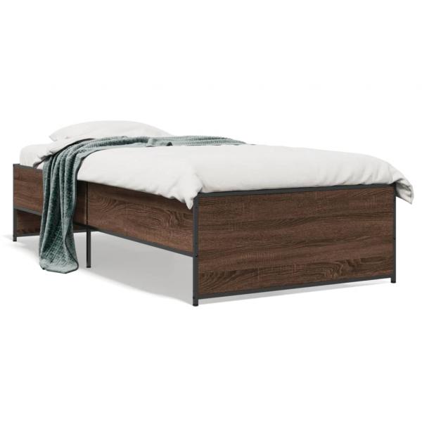 ARDEBO.de - Bettgestell Braun Eichen-Optik 75x190 cm Holzwerkstoff Metall
