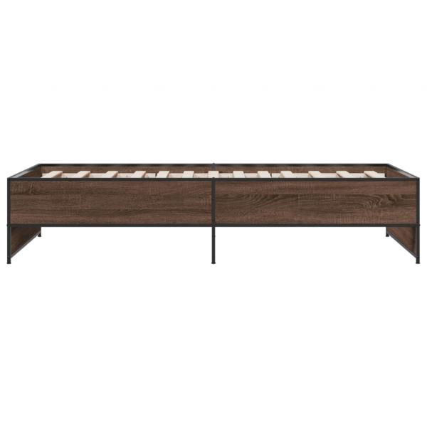 Bettgestell Braun Eichen-Optik 75x190 cm Holzwerkstoff Metall