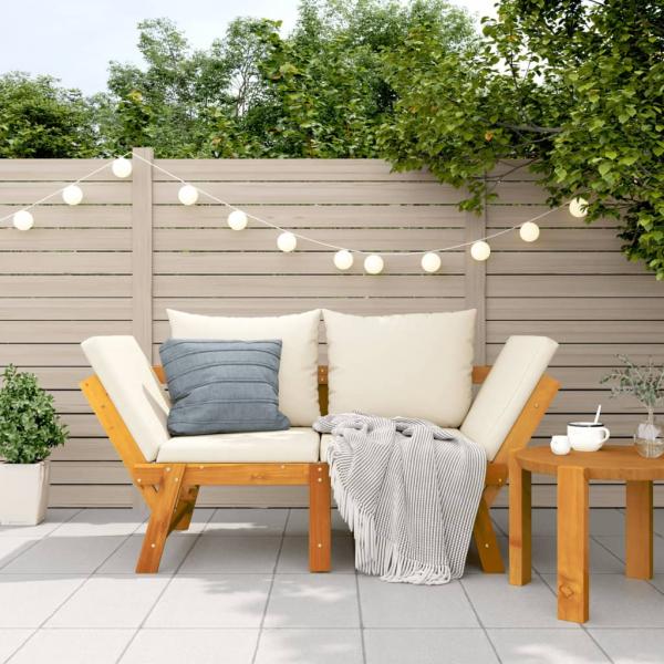 ARDEBO.de - Gartenbank mit Kissen 2-in-1 Massivholz Akazie