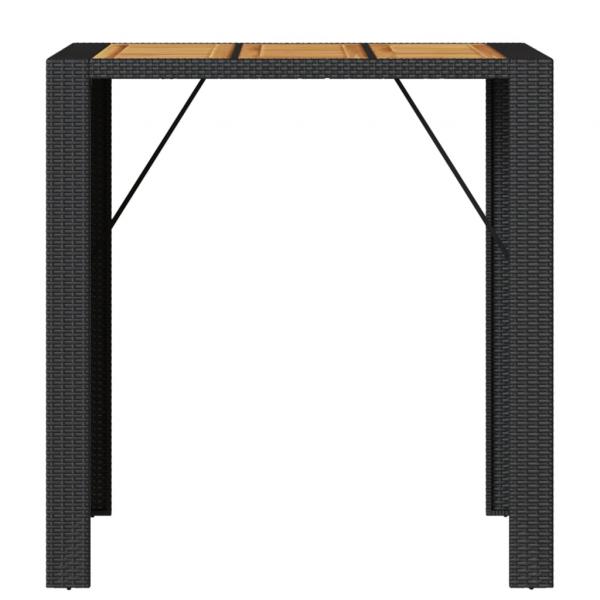 Gartentisch mit Holzplatte Schwarz 105x80x110 cm Poly Rattan
