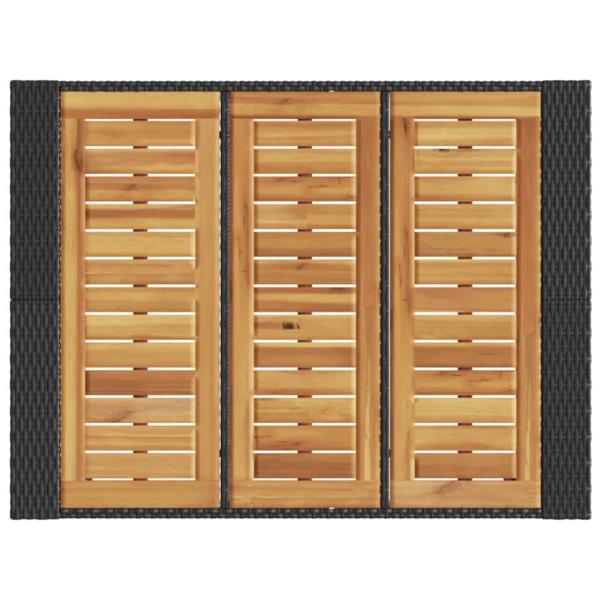 Gartentisch mit Holzplatte Schwarz 105x80x110 cm Poly Rattan