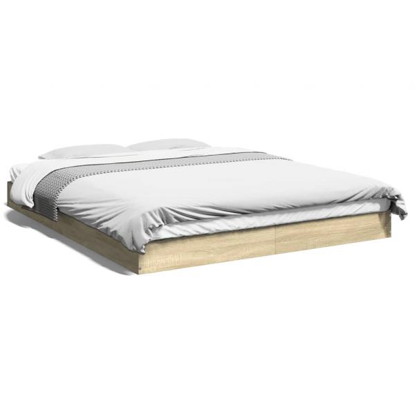 ARDEBO.de - Bettgestell Sonoma-Eiche 150x200 cm Holzwerkstoff