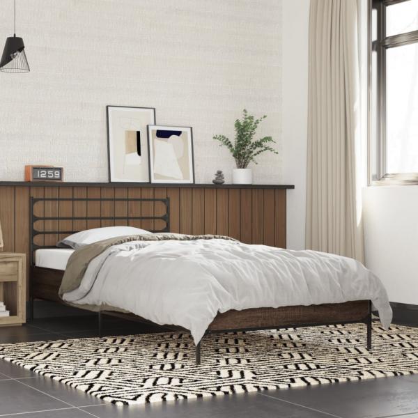 ARDEBO.de - Bettgestell Braun Eichen-Optik 75x190 cm Holzwerkstoff Metall